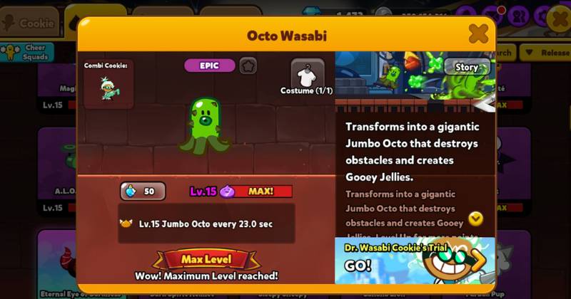 deskripsi Octo Wasabi dalam game (dok. Devsisters/Cookie Run: OvenBreak)