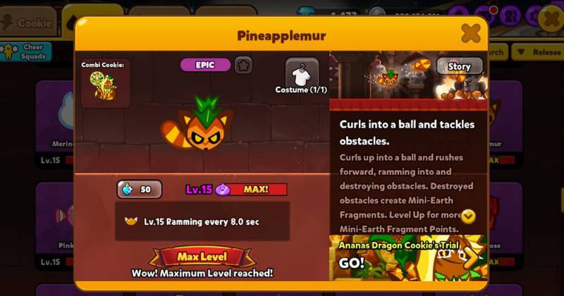 deskripsi Pineapplemur dalam game (dok. Devsisters/Cookie Run: OvenBreak)