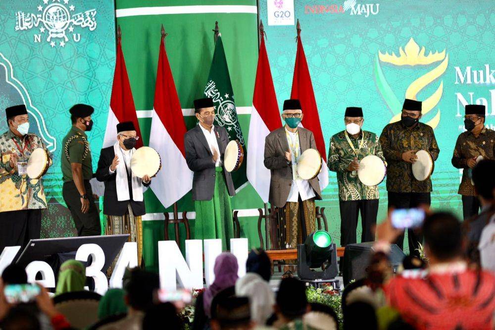 Presiden RI Joko 'Jokowi' Widodo secara resmi membuka pelaksanaan kegiatan Muktamar ke-34 Nahdatul Ulama (NU) di Pondok Pesantren Darussa’adah. (IDN Times/Istimewa)