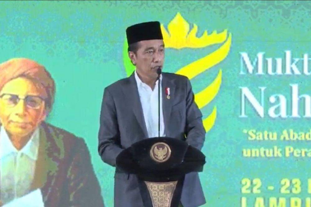 Presiden Jokowi hadir di acara Muktamar ke-34 NU di Lampung. (youtube.com/Sekretariat Presiden)