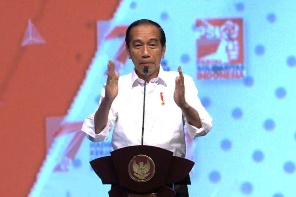 Presiden Jokowi hadir di HUT ke-7 PSI pada Rabu (22/12/2021). (youtube.com/Sekretariat Presiden)