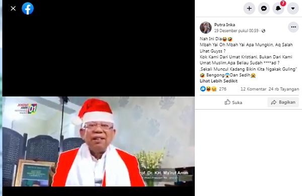 Viral Ma'ruf Amin Pakai Baju Sinterklas Ucapkan Natal, Cek Faktanya