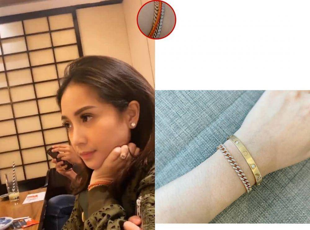 kolase potret Nagita Slavina memakai gelang dari merk Clemence Ellery (instagram.com/fashion_nagitaslavina)