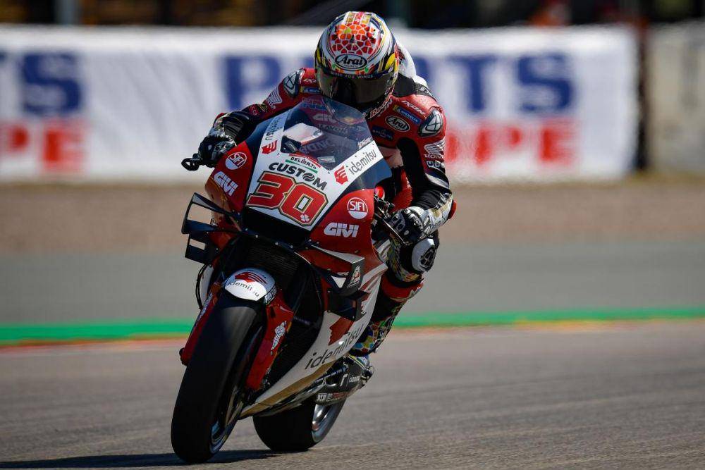 Takaaki Nakagami di atas motornya pada GP Jerman. (motogp.com)