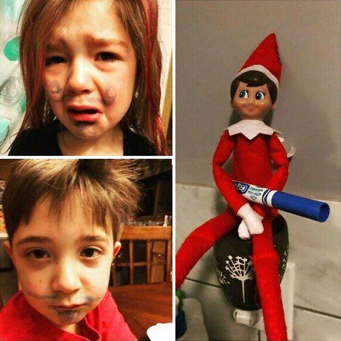 kolase potret kreasi lucu boneka elf oleh anak-anak (instagram.com/sgomuwka)