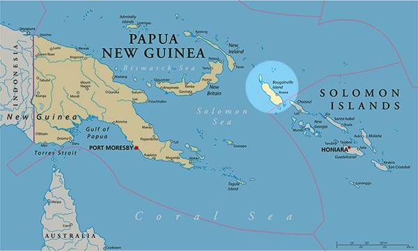 cuplikan peta yang menunjukkan wilayah negara Bougainville (online.seterra.com)