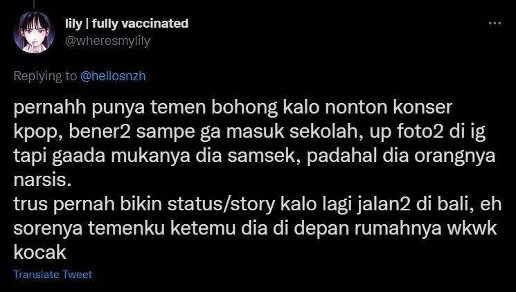 cerita lucu teman doyan bohong (twitter.com/wheresmylily)