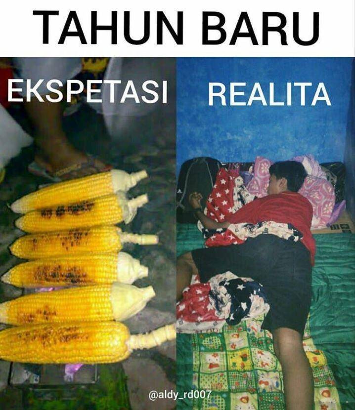meme ekspektasi vs realita tahun baru (instagram.com/aldy_rd007)