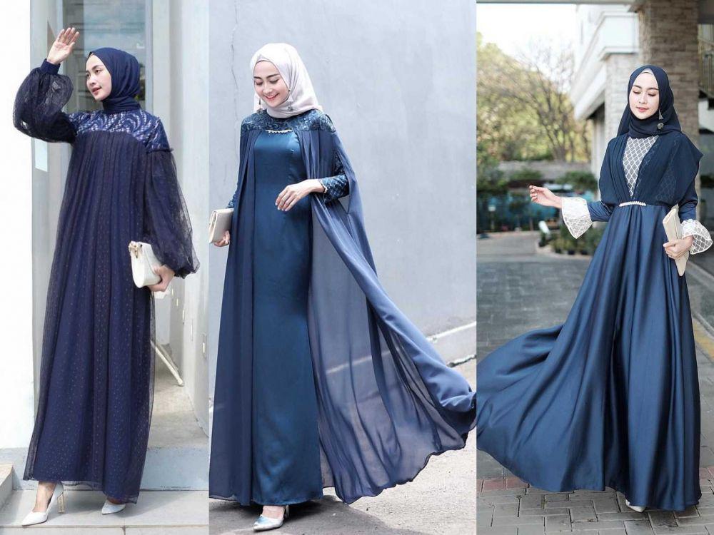 11 Ide Dress Kondangan Nuansa Navy ala Sitti Ashari, Elegan Banget!