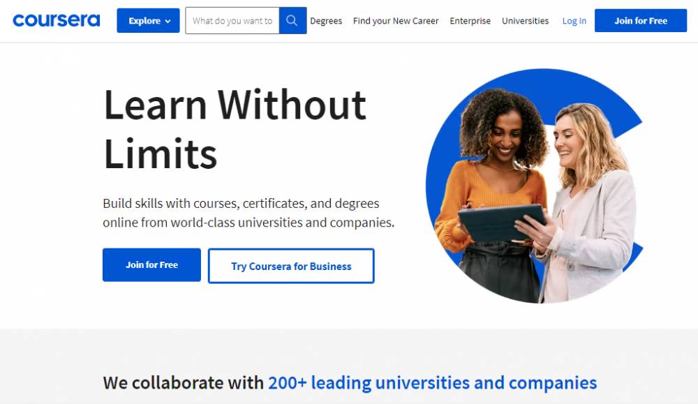 tampilan website Coursera (coursera.org)