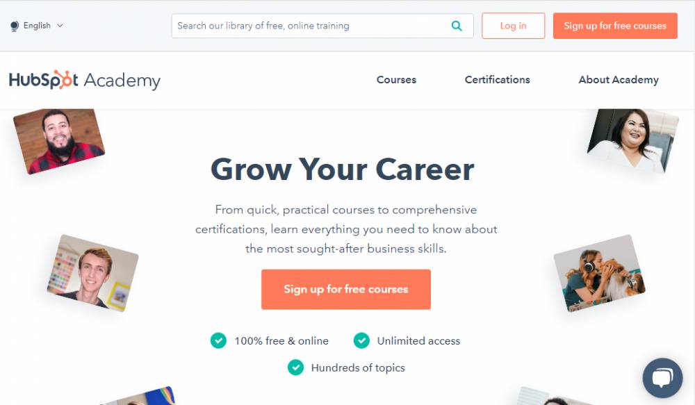 tampilan web HubSpot Academy (academy.hubspot.com)