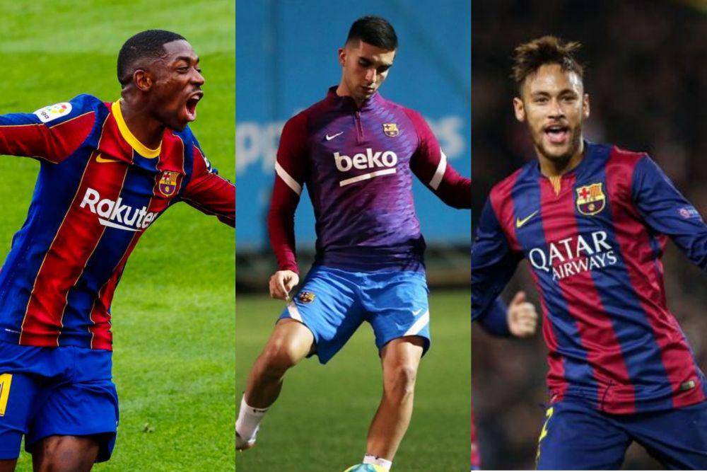 kolase potret Ousmane Dembele, Ferran Torres, dan Neymar (twitter.com/FCBarcelona | twitter.com/FerranTorres20 | fcbarcelona.com)