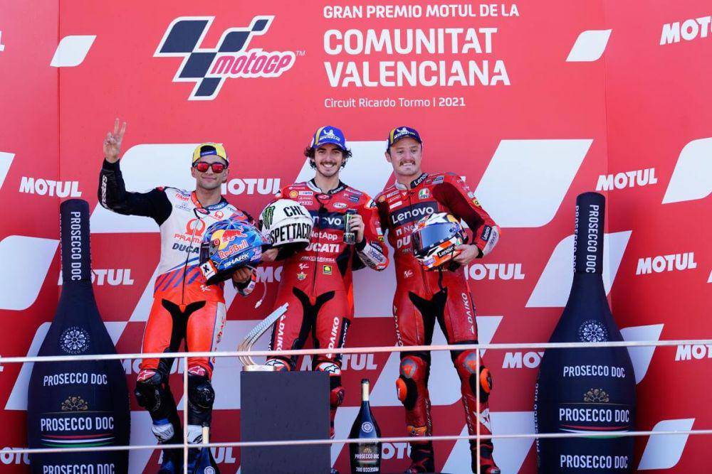 Martin, Bagnaia, dan Miller (motogp.com)
