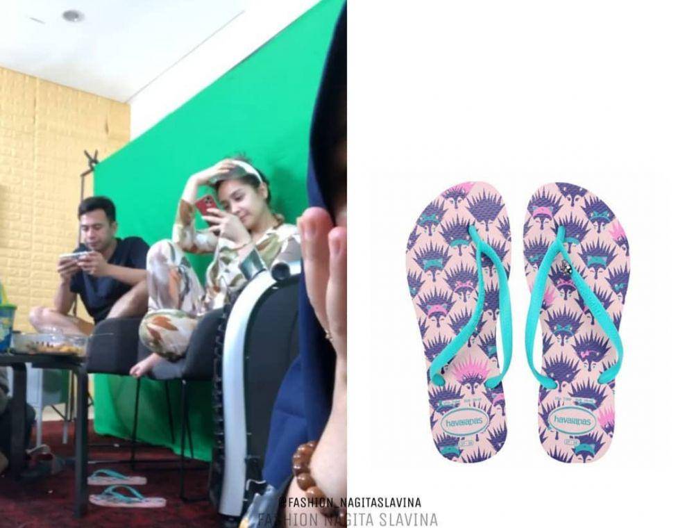 kolase potret Nagita Slavina memakai sandal jepit dari merk Havaianas (instagram.com/fashion_nagitaslavina)