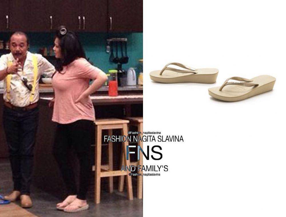 kolase potret Nagita Slavina memakai sandal jepit dari merk Havaianas (instagram.com/fashion_nagitaslavina)
