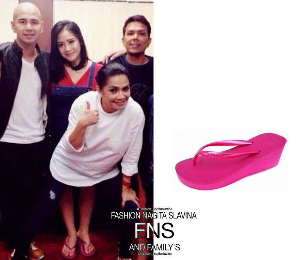 kolase potret Nagita Slavina memakai sandal jepit dari merk Havaianas (instagram.com/fashion_nagitaslavina)