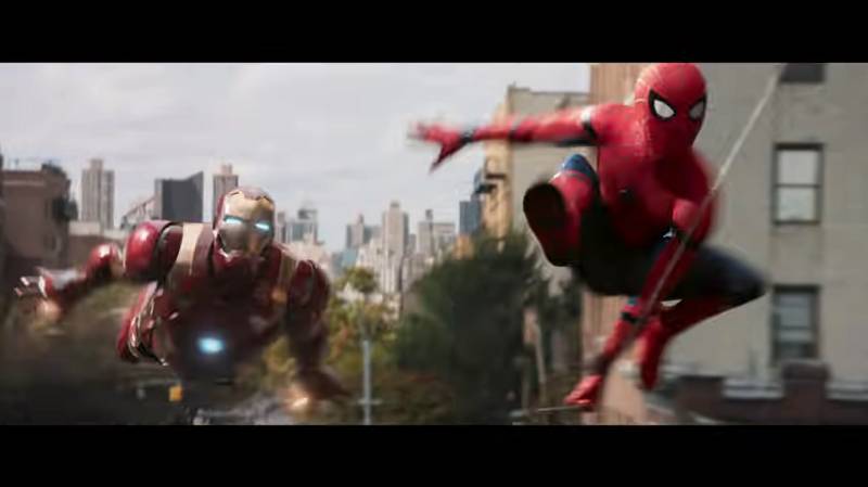 Iron Man terbang bersama Spider-Man di trailer Homecoming. (youtube.com/Sony Pictures Entertainment)