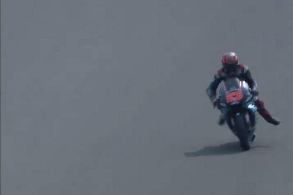 Fabio Quartararo mengalami tank slapper pada latihan bebas di GP Jerman 2019. (twitter.com/motogp)
