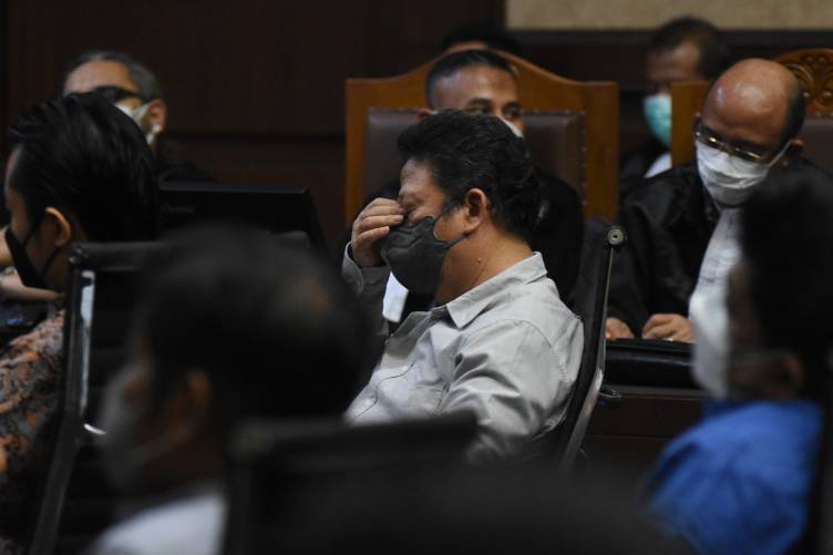 Eks Direktur Investasi dan Keuangan Asabri, Hari Setianto (ANTARA FOTO/Indrianto Eko Suwarso)