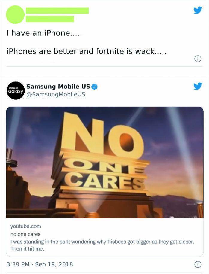 balasan menohok dan kocak dari perusahaan (twitter.com/SamsungMobileUS)