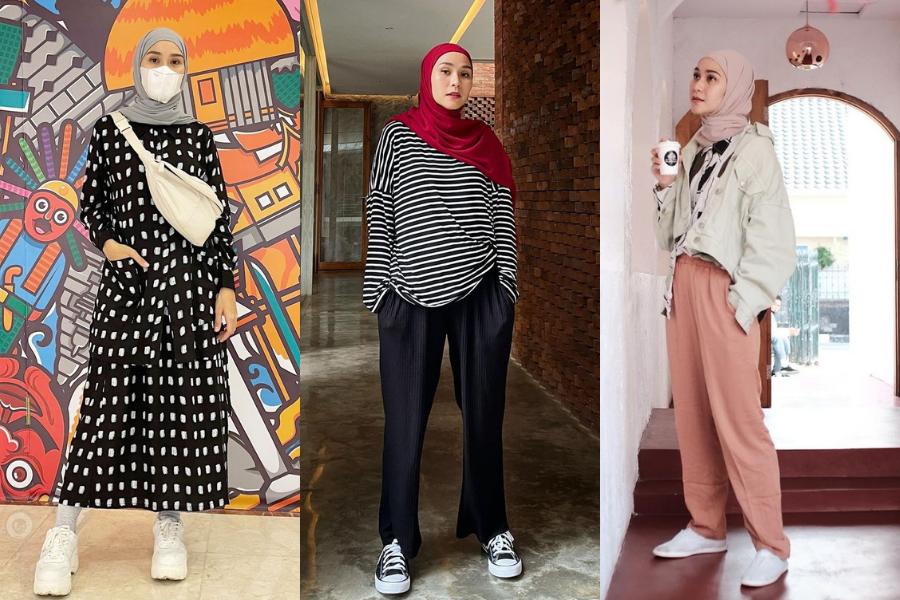 9 OOTD Hijab dan Sneakers ala Zaskia Adya Mecca, Unik!