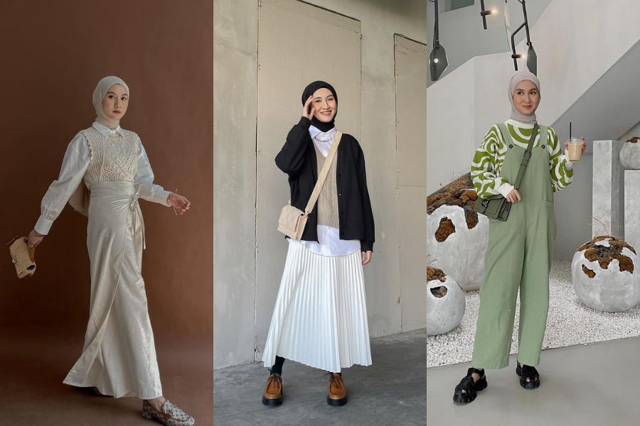 10 OOTD Hijab ala Selebgram Inas Rana Fagastia dengan Knit Material