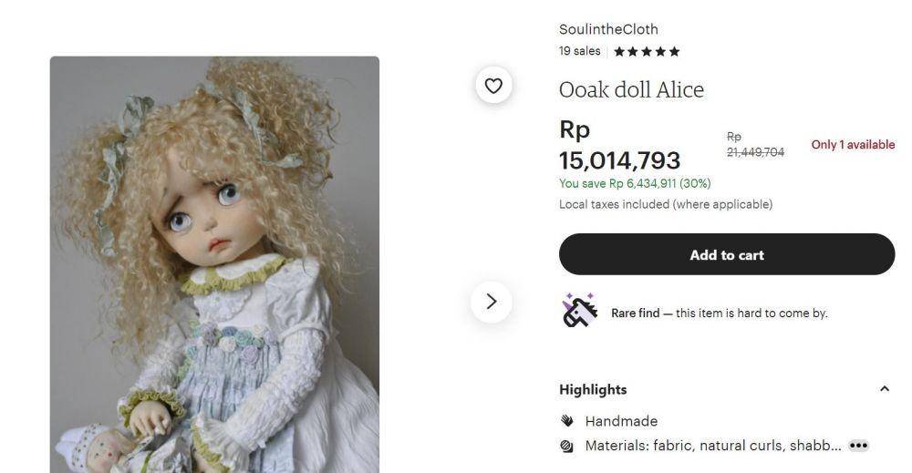 Spirit doll Alice (Dok. Etsy.com)
