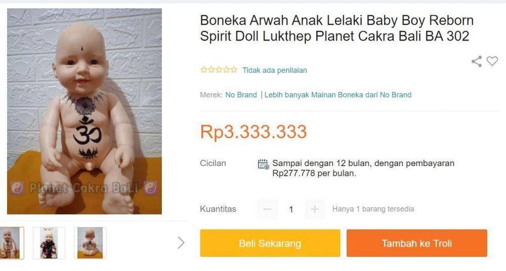 Spirit doll anak laki-laki yang ada di market place (tangkapan layar)