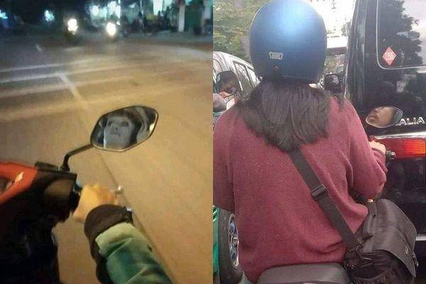 potret lucu pantulan spion (twitter.com/recehtapisayng | 1cak.com)