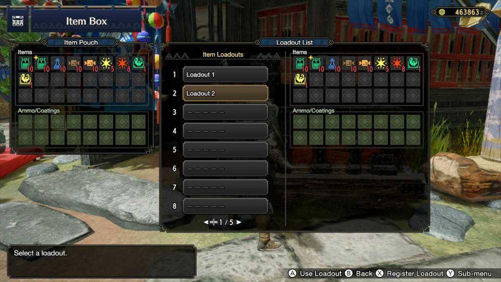 item loadout (dok. Capcom/Monster Hunter)
