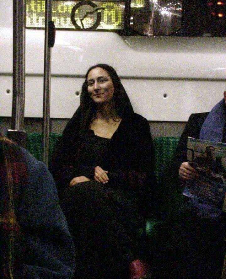 potret Monalisa versi manusia di dalam MRT (imgur.com/user/0Bits)