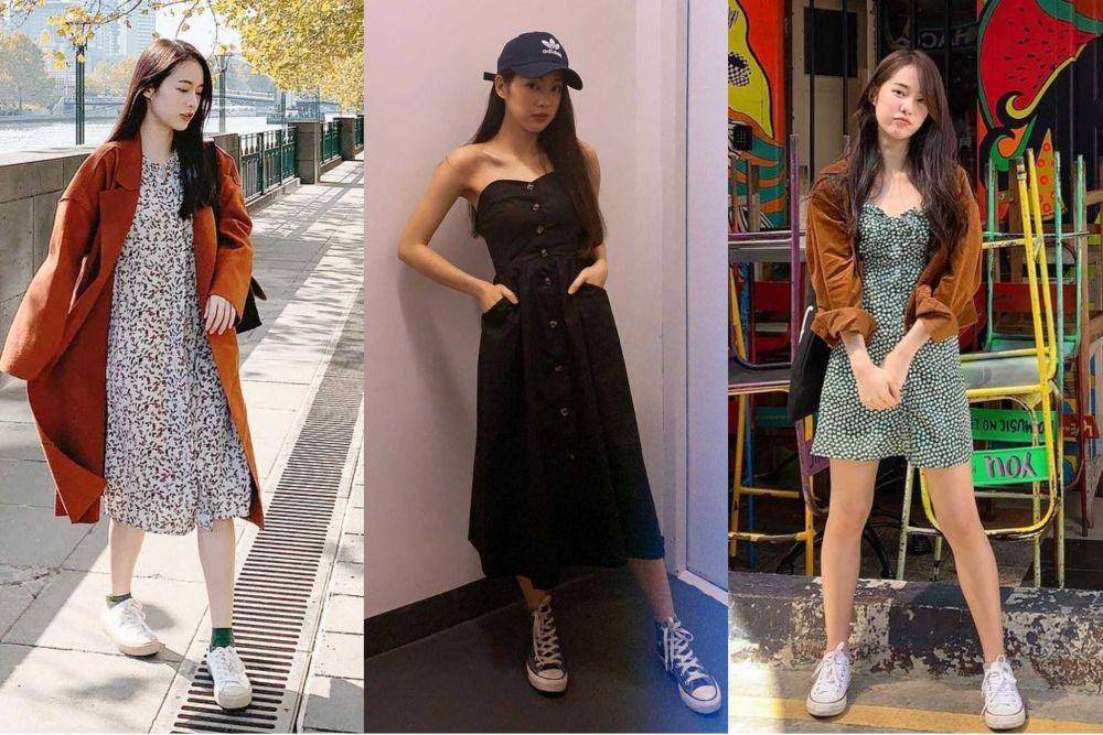 dress dan sneakers ala Pimtha (instagram.com/pimtha)
