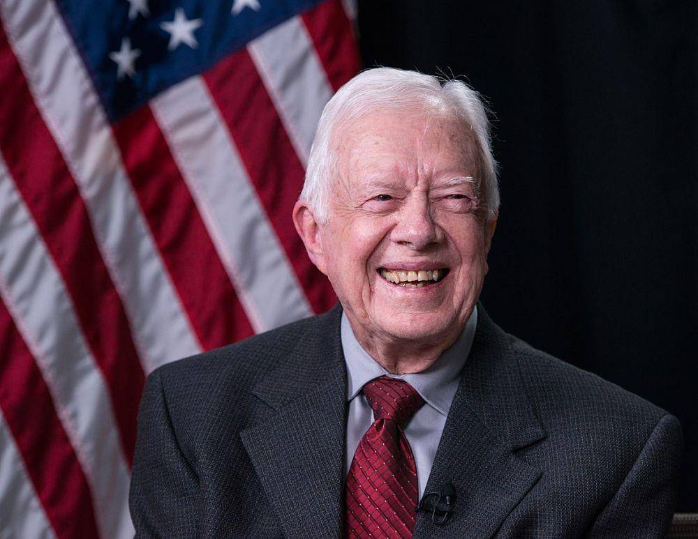 Mantan Presiden Jimmy Carter saat sesi Google Hangout yang diadakan selama KTT Hak Sipil Perpustakaan Kepresidenan LBJ pada hari Selasa, 8 April 2014, di Austin, Texas. (flickr.com/Lauren Gerson)