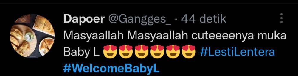 Respons warganet pertama melihat Baby L anak Leslar (twitter.com/Gangges_)