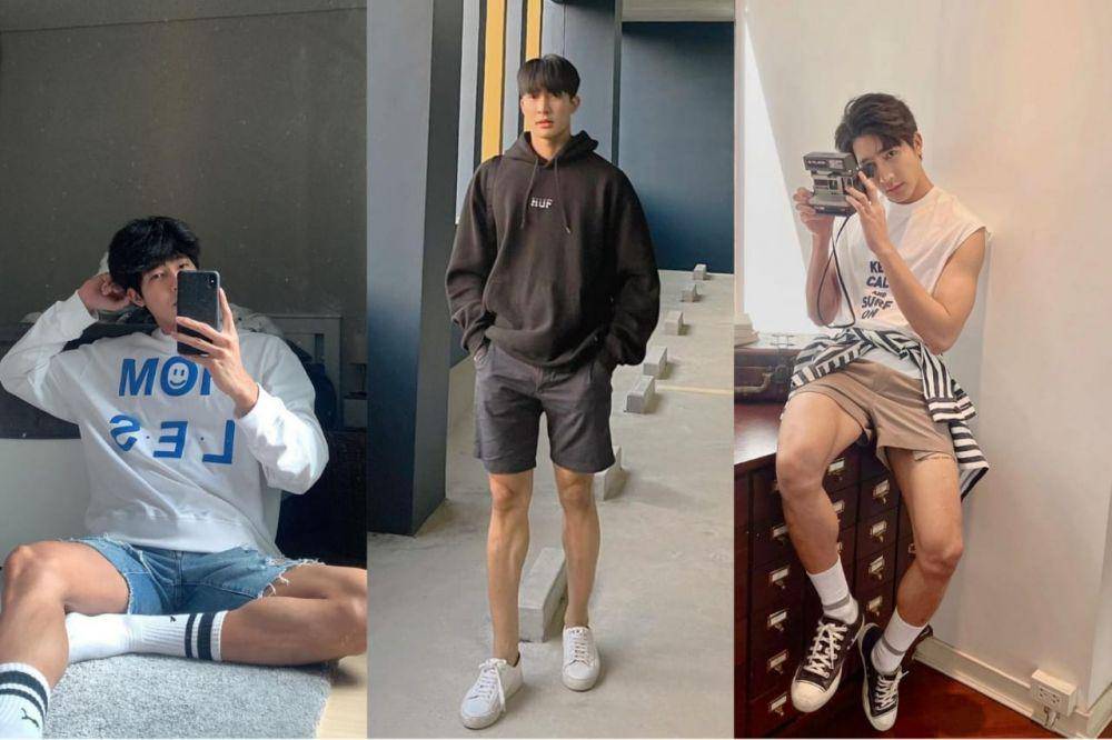 outfit santai dengan celana pendek ala Earth Pirapat (instagram.com/theearthe)