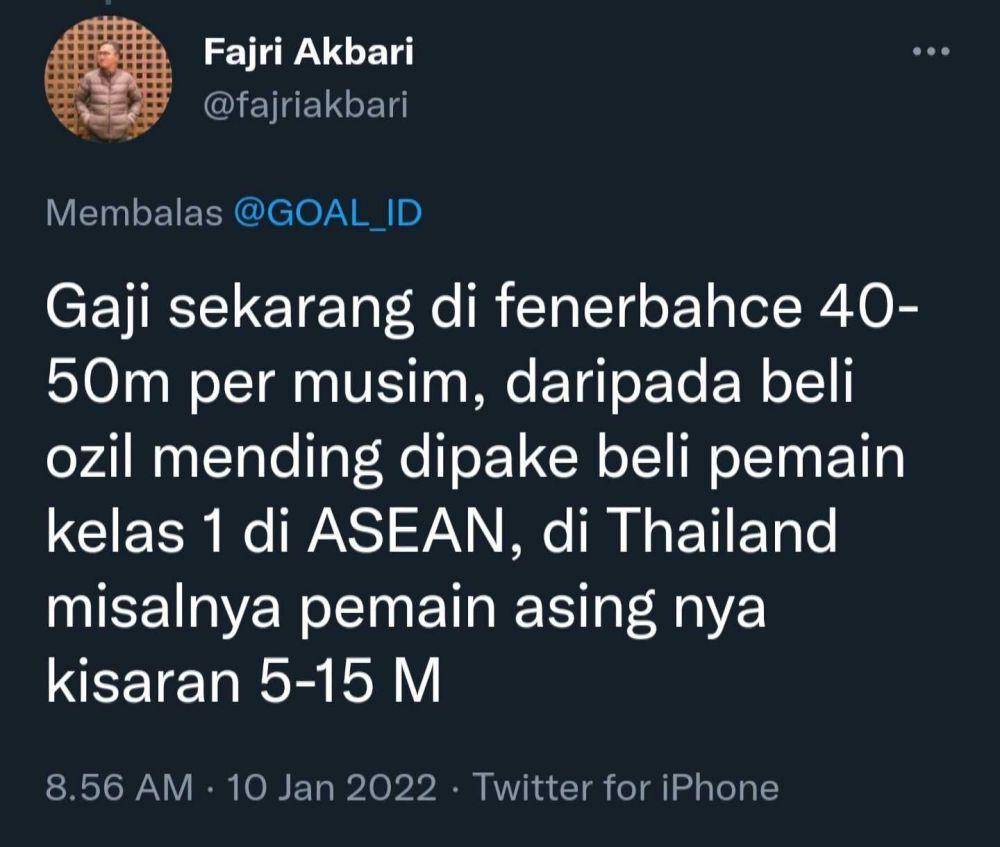 tanggapan terkait rumor Ozil (twitter.com/fajriakbari)