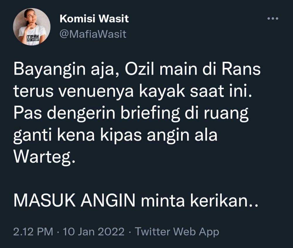 tanggapan terkait rumor Ozil (twitter.com/MafiaWasit)