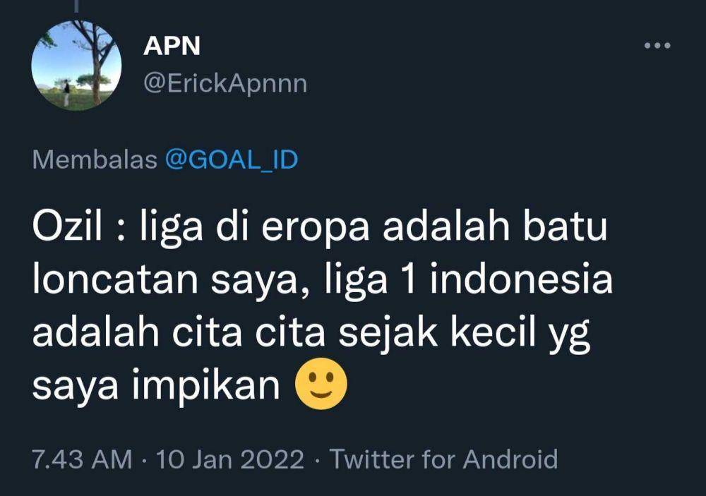 tanggapan terkait rumor Ozil (twitter.com/ErickApnnn)