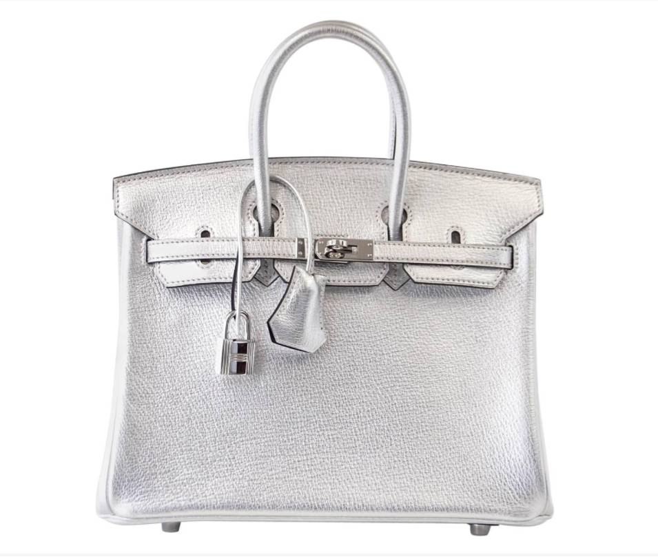 Hermes Birkin 25 Ultra Rare Metallic Silver Chevre Palladium Hardware (1stdibs.com)