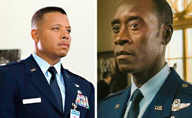 James Rhodes yang diperankan Terrence Howard (kiri) dan Don Cheadle (kanan). (Dok. Marvel Studios/Iron Man 1 dan Iron Man 2)