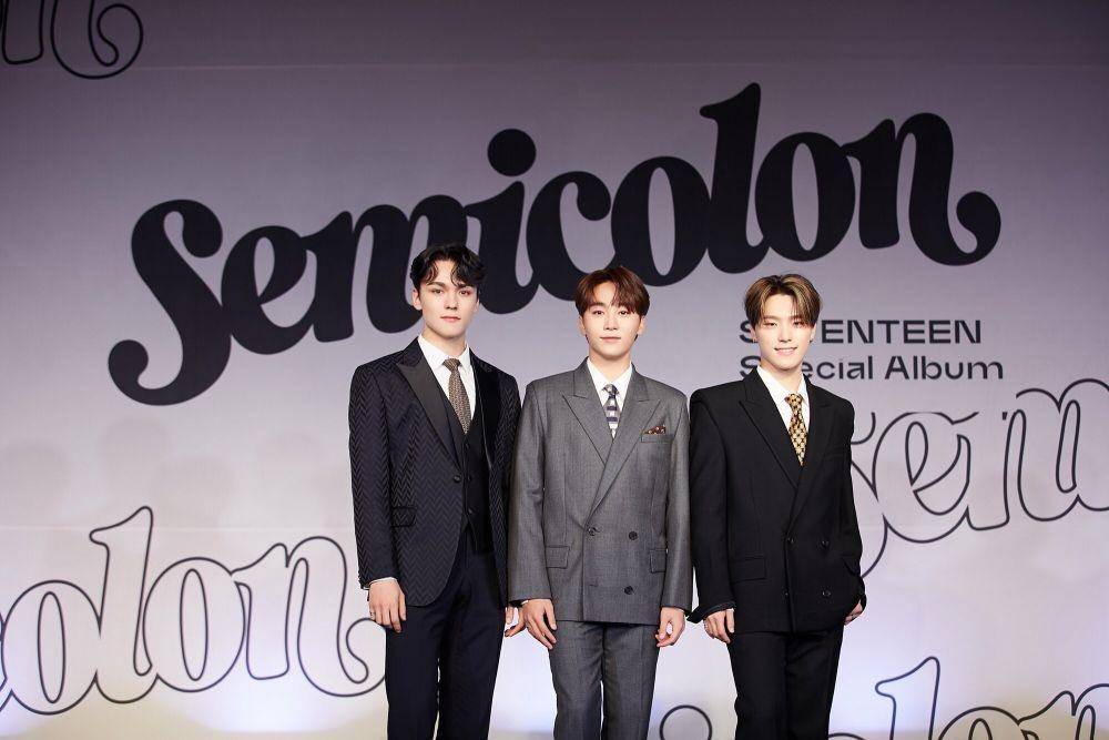 Anggota Maknae Unit SEVENTEEN dalam pemotretan album Semicolon (twitter.com/buzzfeeddaebak)