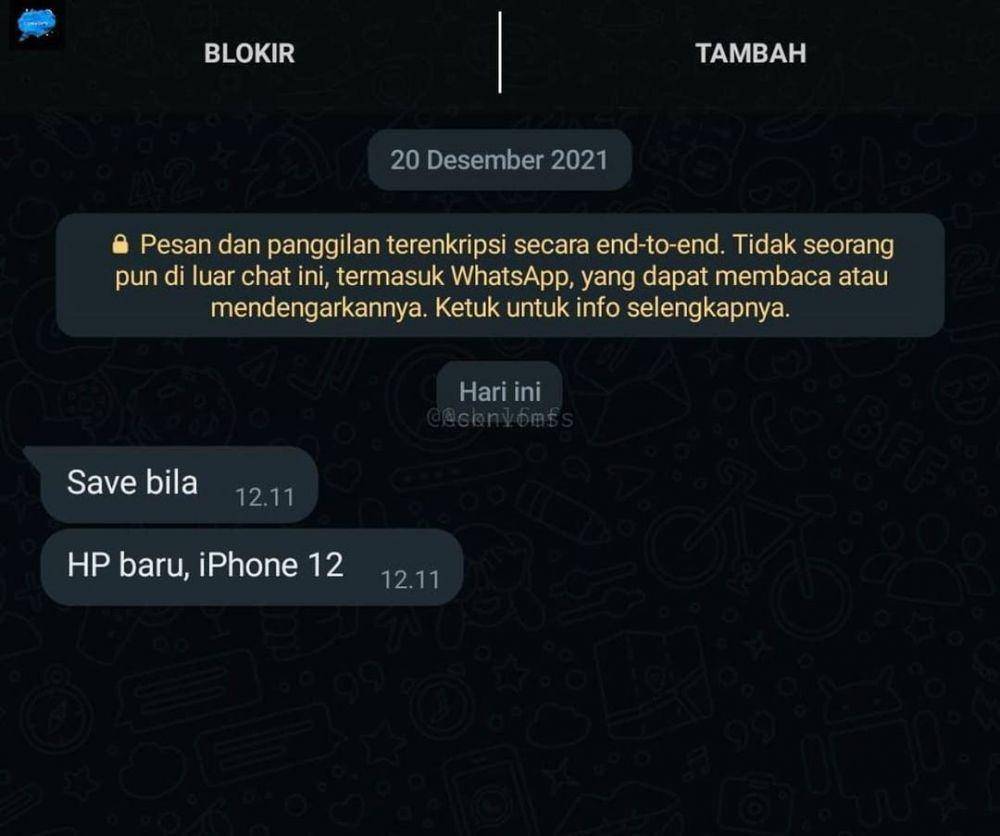 chat kasih tahu nomor WA (twitter.com/convomf)