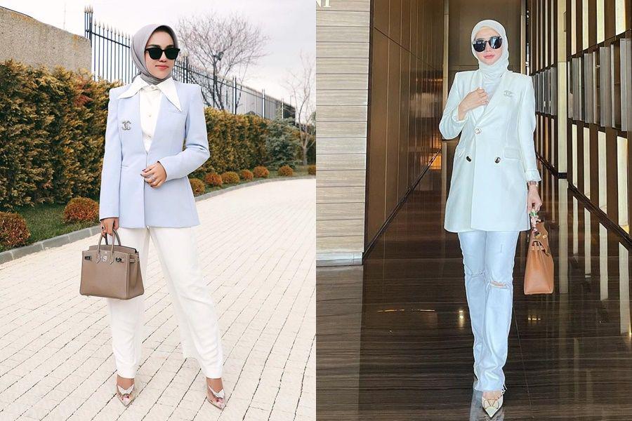 9 Adu Gaya Hijab Glamor Medina Zein vs. Marissya Icha, Kompak Mewahnya