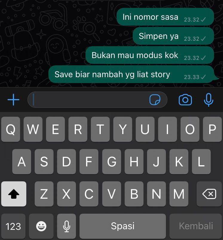 chat kasih tahu nomor WA (instagram.com/meme.wkwk)