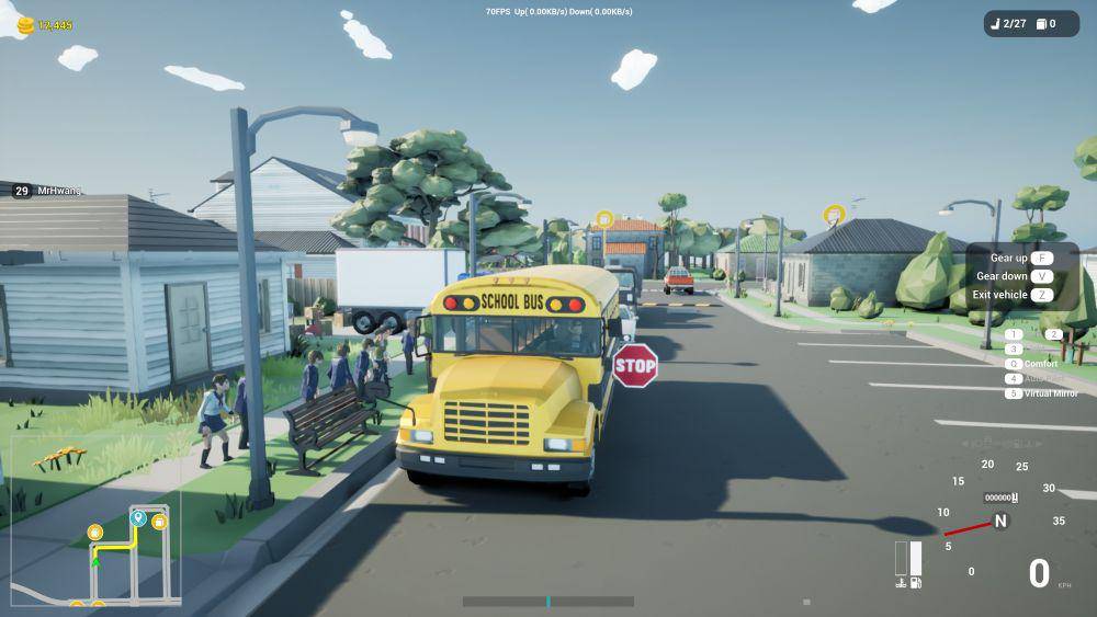 Pemain menjemput anak-anak sekolah dalam Motor Town: Behind The Wheel (dok. P3 Games/Motor Town: Behind The Wheel)