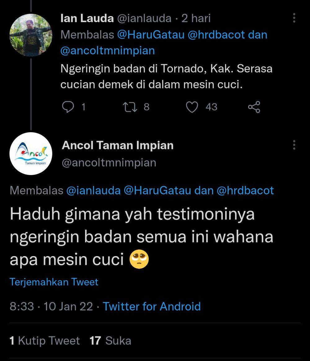 komentar admin Ancol Taman Impian (twitter.com/ancoltamnimpian)