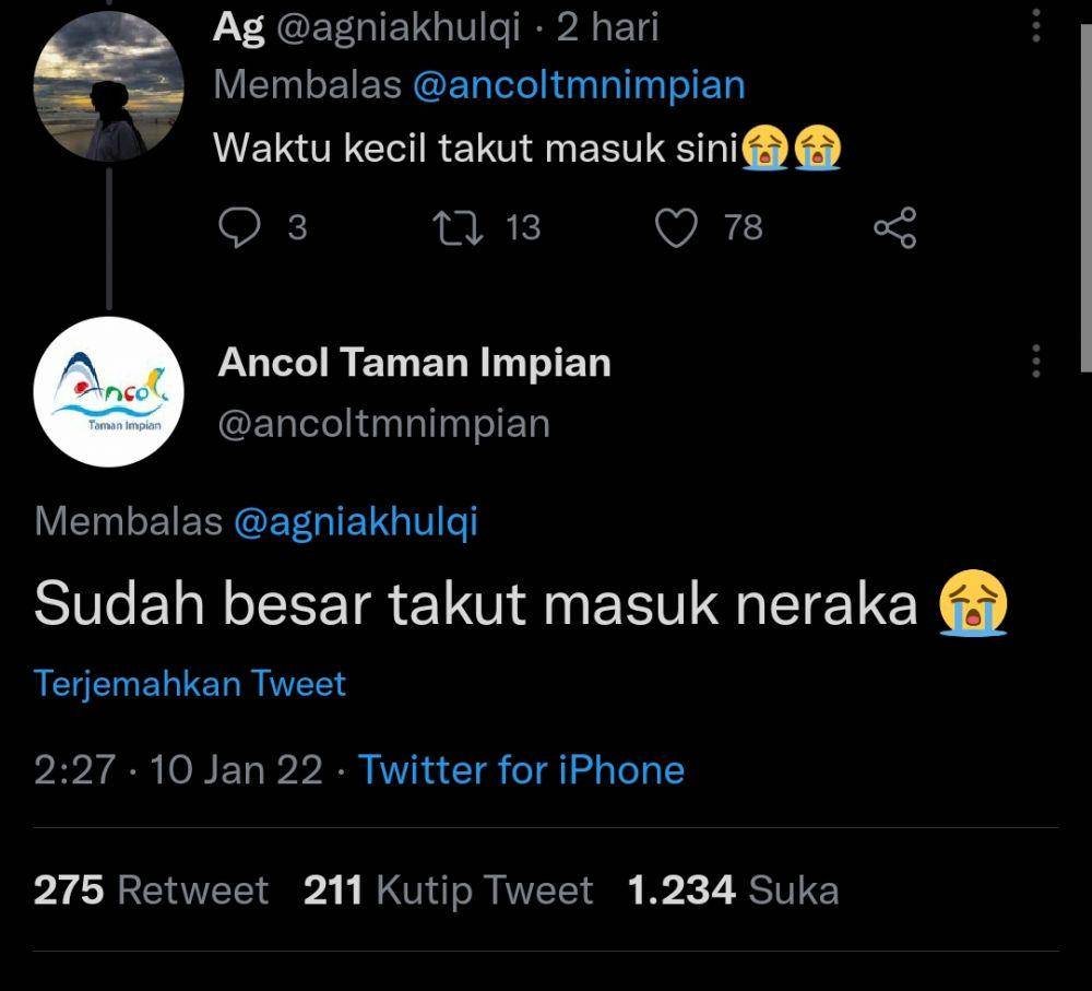komentar admin Ancol Taman Impian (twitter.com/ancoltamnimpian)