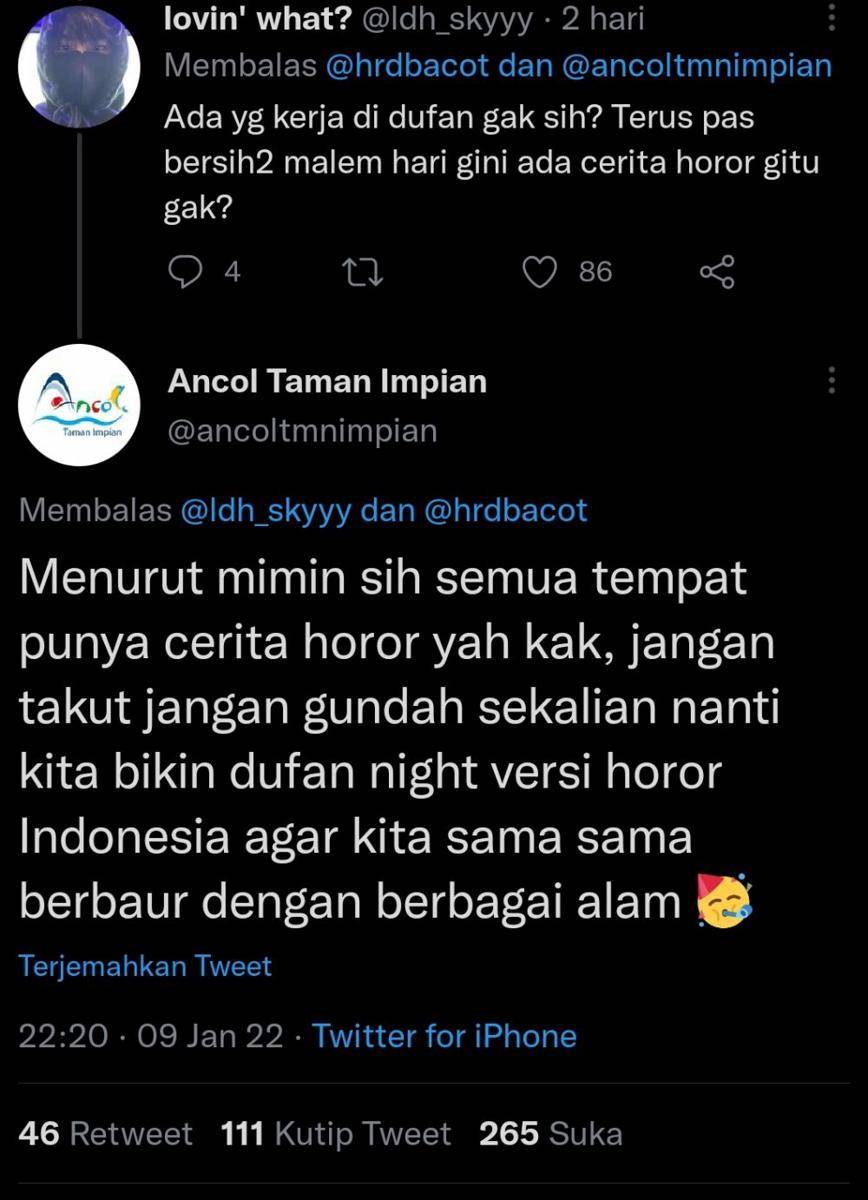 komentar admin Ancol Taman Impian (twitter.com/ancoltamnimpian)