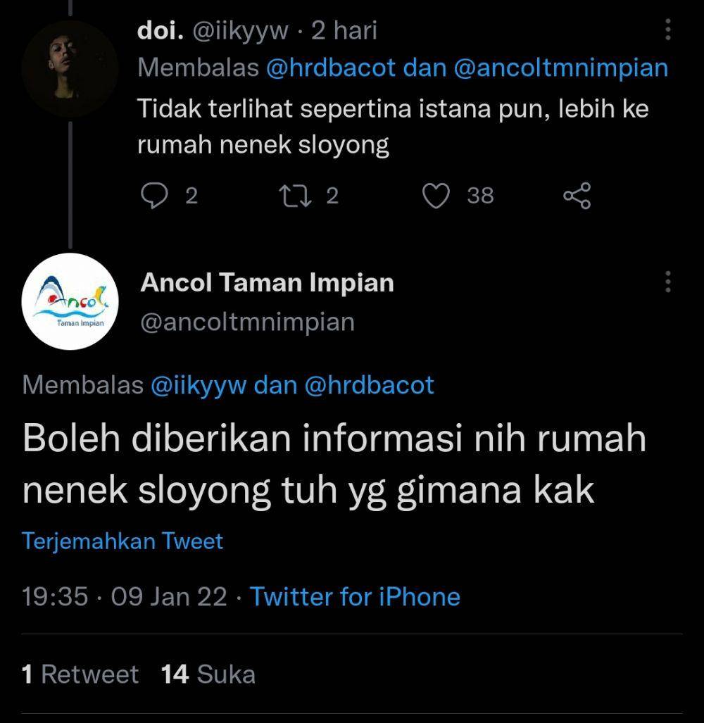 komentar admin Ancol Taman Impian (twitter.com/ancoltamnimpian)