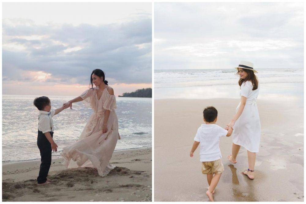 Artis cewek saat bermain bersama anak di pantai (instagram.com/rachelvennya | instagram.com/tasyakamila)